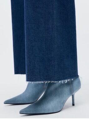 ZARA Slim Vintage Denim Ankle Boots - Size 40